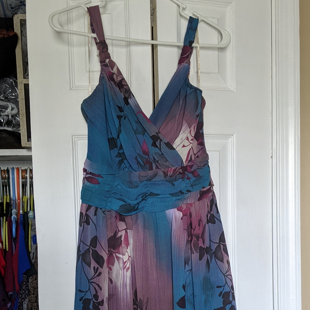 Blue and purple floral dress